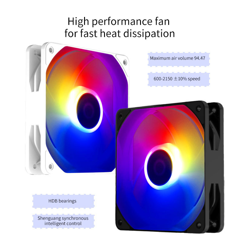 Computer 360 Water Cooling Braided Duct Sea View Room Shenguang Synchronization ARGB Computer Cooling Chassis Fan 12cm