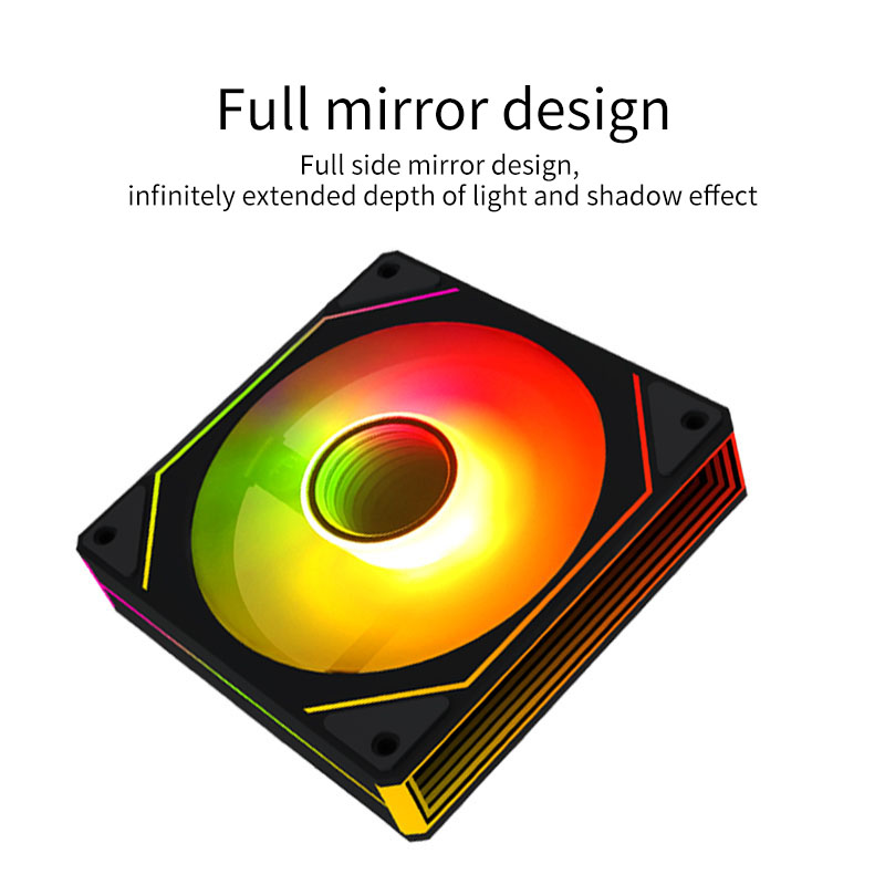 Full Side Mirror, Thousand-Layer Mirror Glow, ARGB Fan, RGB Lighting Effect, 5V Compatible, Infinite Mirror, Temperature Control, Divine Light Synchronization